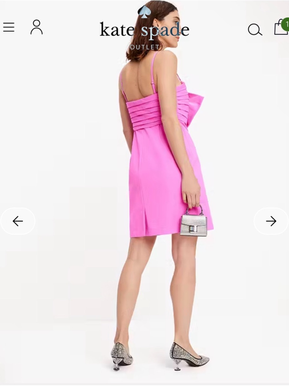 kate spade Hot Pink Bow-Detail Mini Dress, NWOT, Size 12, runs small in bust - Picture 5 of 16